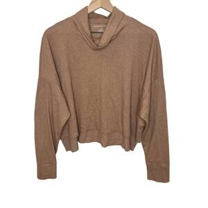 AMERICAN EAGLE Women's Cropped Boxy Thermal Long Sleeve Top Brown Neutral L